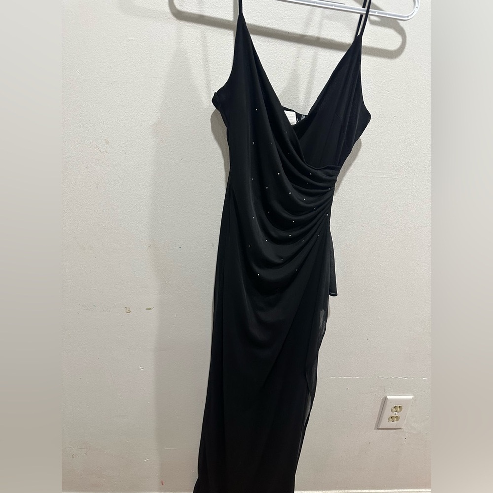 Rampage Black Ruched Asymmetrical Sheath Dress